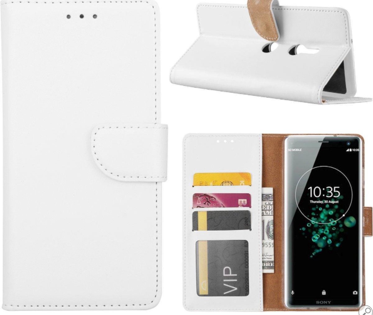 LuxeBass Hoesje geschikt voor Sony Xperia XZ2 - Bookcase Wit - portemonnee hoesje - telefoonhoes - gsm hoes - telefoonhoesjes