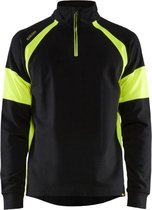 Blaklader Sweatshirt met High Vis zones 3550-1158 - Zwart/High Vis Geel - XS