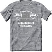 69 Jaar Legend T-Shirt | Zilver - Wit | Grappig Verjaardag en Feest Cadeau | Dames - Heren - Unisex | Kleding Kado | - Donker Grijs - Gemaleerd - L