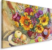 Schilderij - Stilleven met boeket (print op canvas), premium print