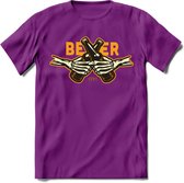 Proost T-Shirt | Bier Kleding | Feest | Drank | Grappig Verjaardag Cadeau | - Paars - XL