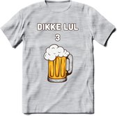 Dikke Lul 3 Bier T-Shirt | Bier Kleding | Feest | Drank | Grappig Verjaardag Cadeau | - Licht Grijs - Gemaleerd - L