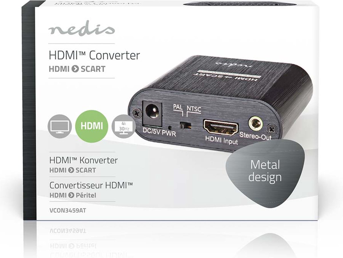 HDMI™ Converter, HDMI™ Input, SCART Female, 1-way, 1080p, 1.2 Gbps, ABS