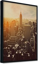 Akoestische panelen - Geluidsisolatie - Akoestische wandpanelen - Akoestisch schilderij AcousticPro® - paneel met uitzicht op Manhattan, New york - Design 81 - Premium - 60X90 - Wi