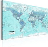 Schilderij - World Map: Sky Blue World.