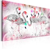 Schilderij - Flamingoes Family.