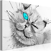 Schilderij - Happy Look (1 Part) Wide Blue.