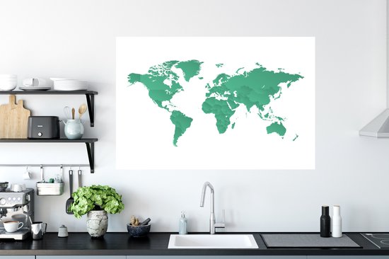Stickers muraux - Feuille Autocollant - Carte - Vert - Monde - 120x80 cm - Feuille Adhésive - Stickers muraux Chambre Enfant - Papier Peint Auto Adhésif