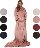 Blumtal - Fleece deken met mouwen - Hoodie Deken - Fleece Plaid -  170 x 200 cm - Dusty Pink - Roze