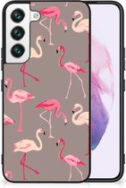 Smartphone Hoesje Geschikt voor Samsung Galaxy S22 Cover Case met Zwarte rand Flamingo