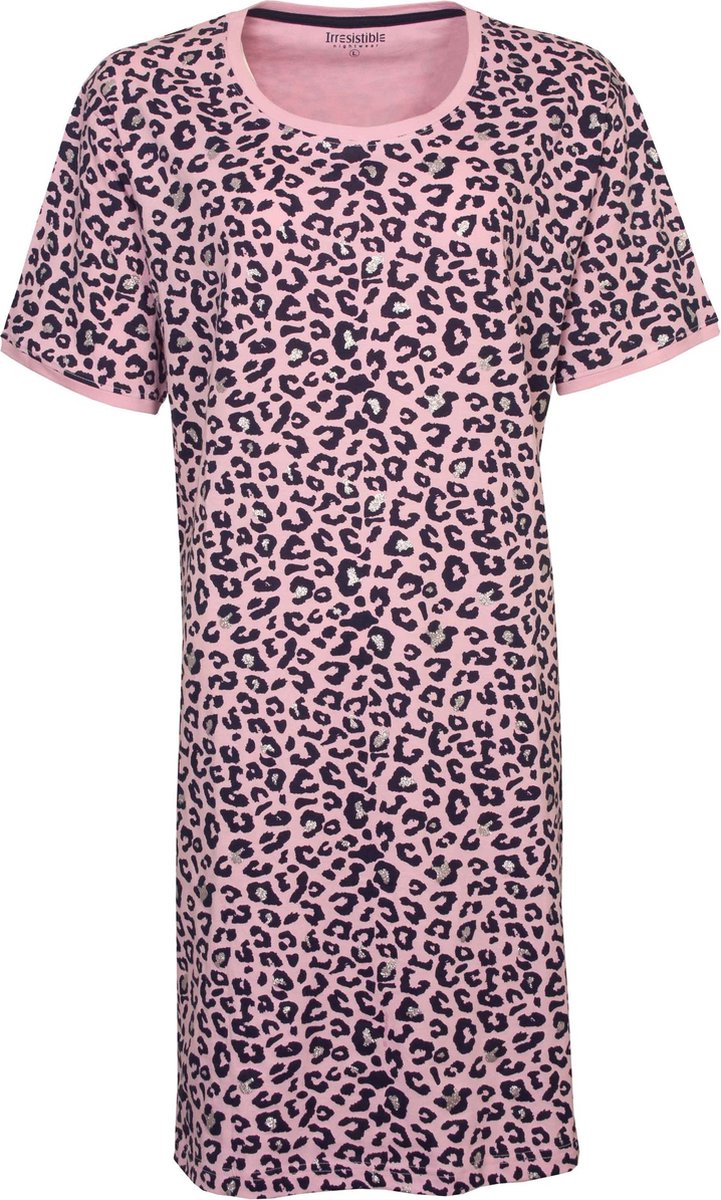 Irresistible Dames Nachthemd - Katoen - Panterprint - Roze