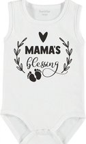 Baby Rompertje met tekst 'Mama's blessing' | mouwloos l | wit zwart | maat 50/56 | cadeau | Kraamcadeau | Kraamkado