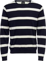 Only & Sons Trui Onswyler Life Ls Stripe Crew Knit 22022029 Dark Navy/star White Mannen Maat - XL