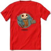 Casual skelet T-Shirt Grappig | Dieren halloween Kleding Kado Heren / Dames | Animal Skateboard Cadeau shirt - Rood - XXL
