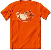 Schattige kat T-Shirt Grappig | Dieren katten Kleding Kado Heren / Dames | Animal Skateboard Cadeau shirt - Oranje - M