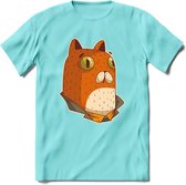 Casual kat T-Shirt Grappig | Dieren katten Kleding Kado Heren / Dames | Animal Skateboard Cadeau shirt - Licht Blauw - XL