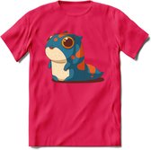 Schattige monster kat T-Shirt Grappig | Dieren katten Kleding Kado Heren / Dames | Animal Skateboard Cadeau shirt - Roze - XXL