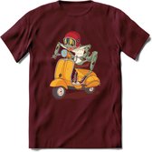 Casual scooter kikker T-Shirt Grappig | Dieren reptiel Kleding Kado Heren / Dames | Animal Skateboard Cadeau shirt - Burgundy - S