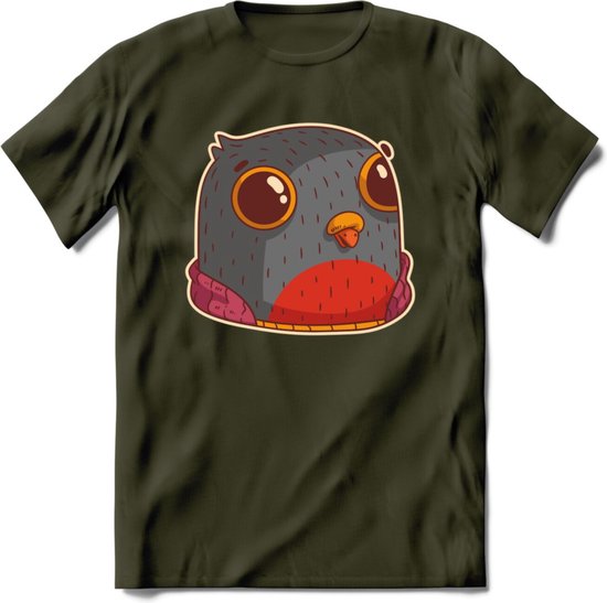 Casual duif T-Shirt Grappig | Dieren vogels Kleding Kado Heren / Dames | Animal Skateboard Cadeau shirt - Leger Groen - XXL