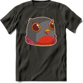 Casual duif T-Shirt Grappig | Dieren vogels Kleding Kado Heren / Dames | Animal Skateboard Cadeau shirt - Donker Grijs - M