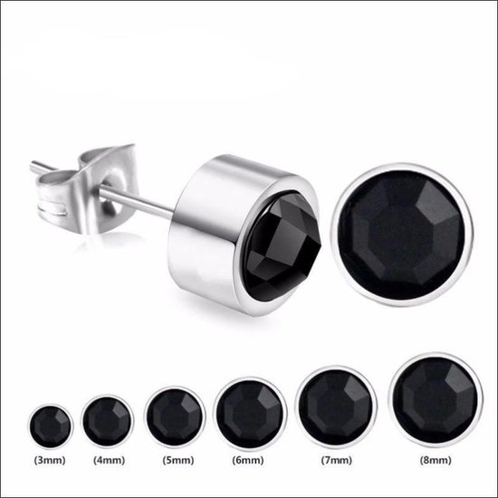 Aramat jewels ® - Oorbellen zweerknopjes zwart chirurgisch staal 8mm unisex