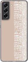 Geschikt voor Samsung Galaxy S21 FE hoesje - Slang - Design - Roze - Siliconen Telefoonhoesje