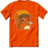 Safety fox T-Shirt Grappig | Dieren vos Kleding Kado Heren / Dames | Animal Skateboard Cadeau shirt - Oranje - L