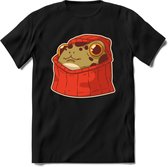 Hoodie frog T-Shirt Grappig | Dieren kikker Kleding Kado Heren / Dames | Animal Skateboard Cadeau shirt - Zwart - XL