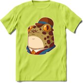 Fancy frog T-Shirt Grappig | Dieren rijke kikker Kleding Kado Heren / Dames | Animal Skateboard Cadeau shirt - Groen - XL