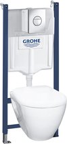 GROHE QuickFix Solido Compact 4-in-1 set voor hangend toilet - incl. wandcloset, wandmontageset, bedieningsplaat - soft-close zitting