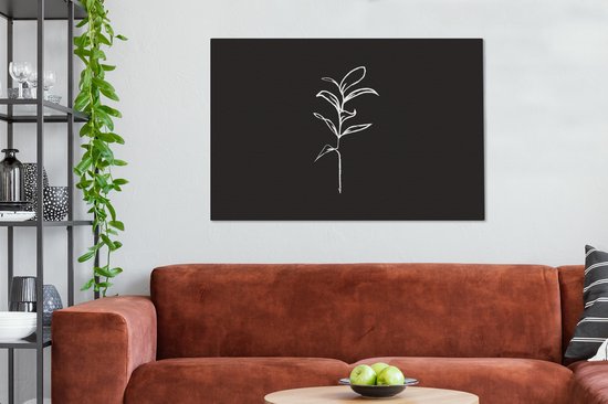 Illustration d'art au trait botanique d'une grande toile plant 2cm 120x80 cm - Tirage photo sur toile (Décoration murale salon / chambre) / Peintures Fleurs sur toile