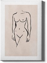 Walljar - Woman Line Art - Muurdecoratie - Canvas schilderij