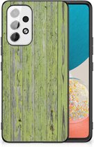 Smartphone Hoesje Geschikt voor Samsung Galaxy A53 Cover Case met Zwarte rand Green Wood