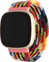 Bandje Voor Fitbit Versa 3 / Sense Nylon Gevlochten Solo Band - Kleurrijk (Veelkleurig) - Maat: XL - Horlogebandje, Armband