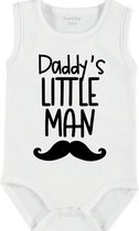 Baby Rompertje met tekst 'Daddy's little man' | mouwloos l | wit zwart | maat 62/68 | cadeau | Kraamcadeau | Kraamkado