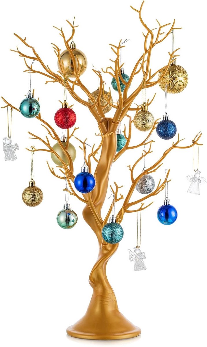 Kerstdecoratie met Gouden Takkenboom - 58 cm Hoge Kunststof Manzanita Boom voor Pasen, Verjaardagen en Bruiloften, Ideaal voor Aesthetic Interieur en Feestelijke Versiering, 1 Stuk