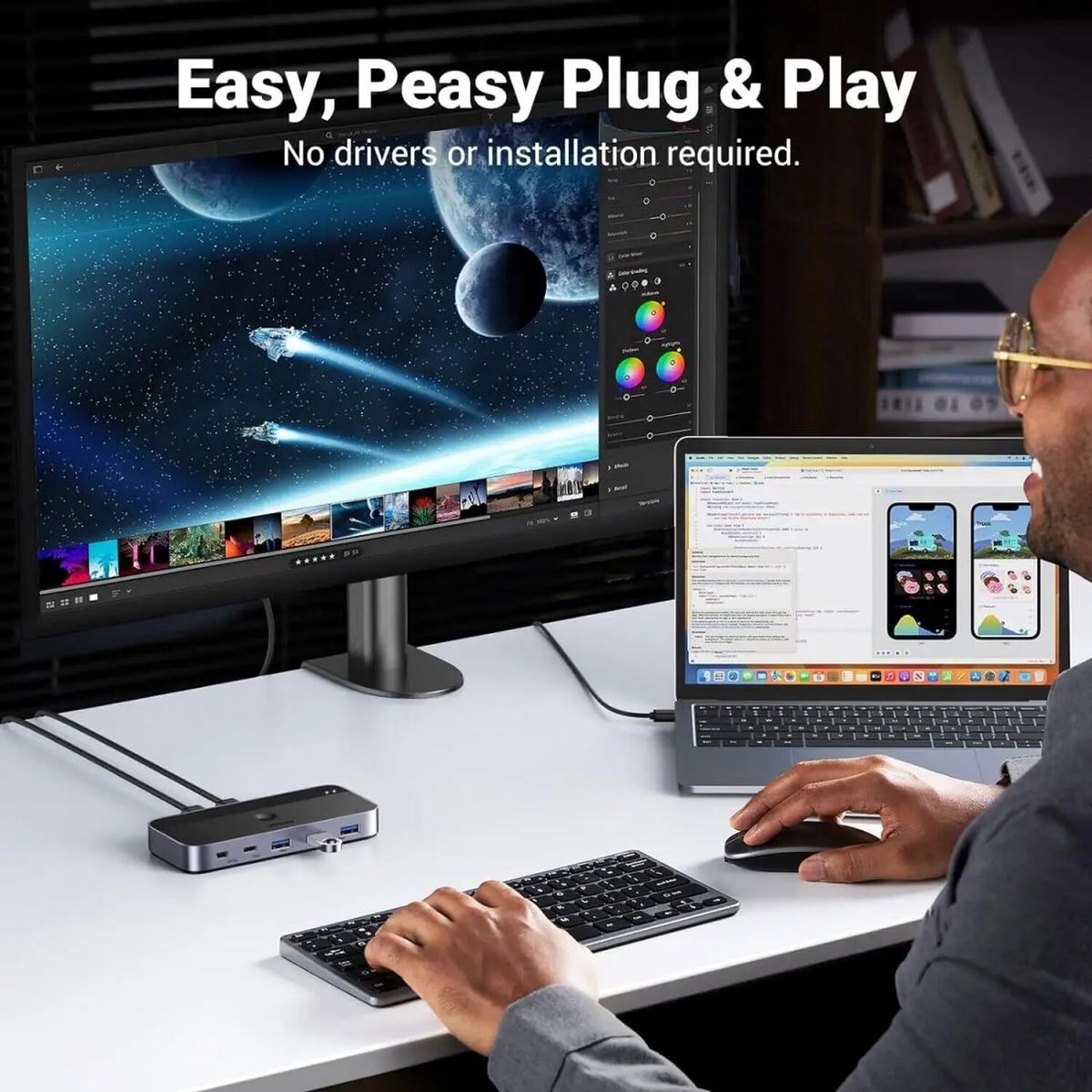 UGREEN USB 3.0 Sharing Switch - 2 in 4 Out - 2 Computers delen 4 USB-A/C apparaten - USB Switcher Hub voor toetsenbord, muis, printer - 5Gbps Dataoverdracht - Plug and Play — afbeelding 7