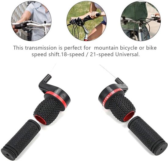 Fiets Shifters - Versnellingshendels Mountainbike - Snelheid Veranderen - Antislip Rubber Grip - 2.25 cm Diameter - Rood Zwart van fiets — afbeelding 5
