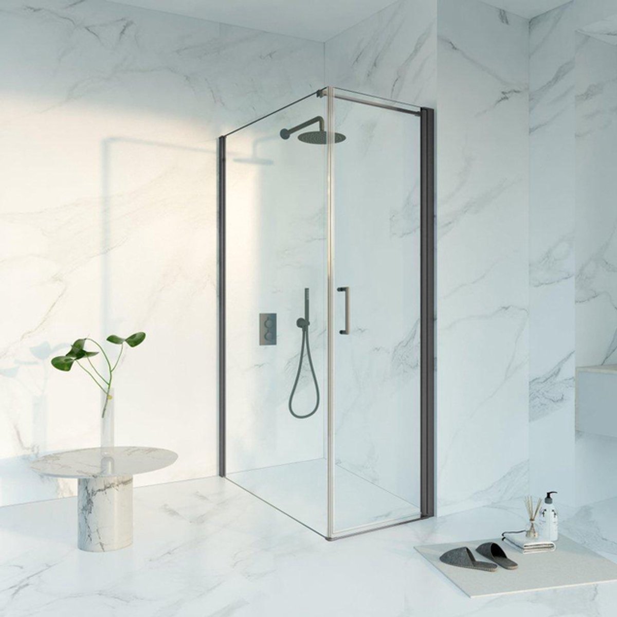 FugaFlow Eccelente Vetro Douchecabine - 60x120x200 - Profiel veiligheidsglas - anti kalk - geborsteld gunmetal PVD