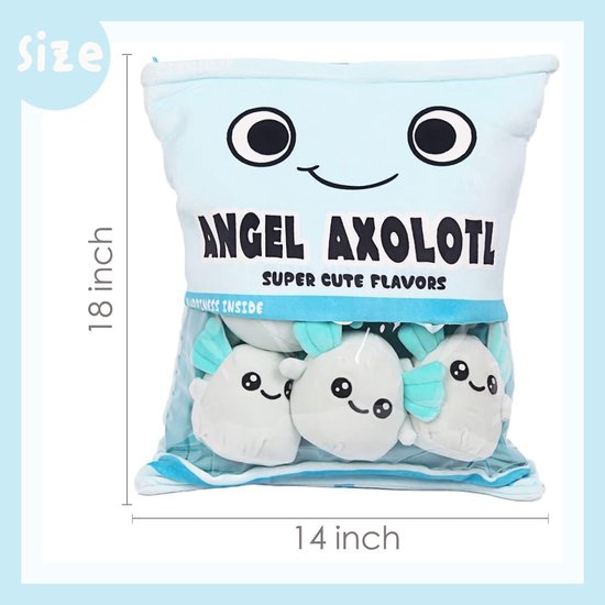Axolotl Pluche Kussen - Knuffel Salamander - Kinderen Spel - Zes Verwijderbare Pluche - 38 x 45 cm - Blauw — afbeelding 4