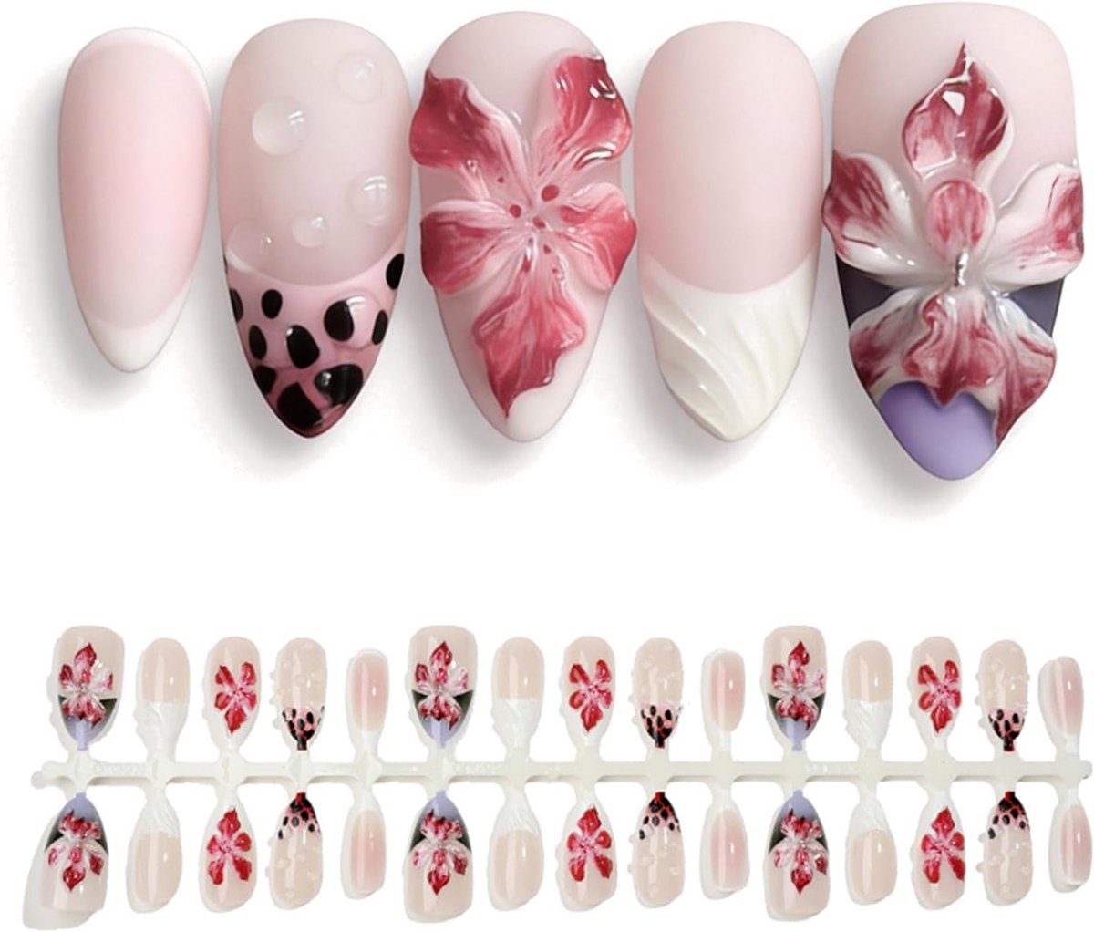 Verwijderbare Kunstnagels voor Vrouwen - Lange, Puntige Nagels voor een Elegante Look en Perfecte Manicure