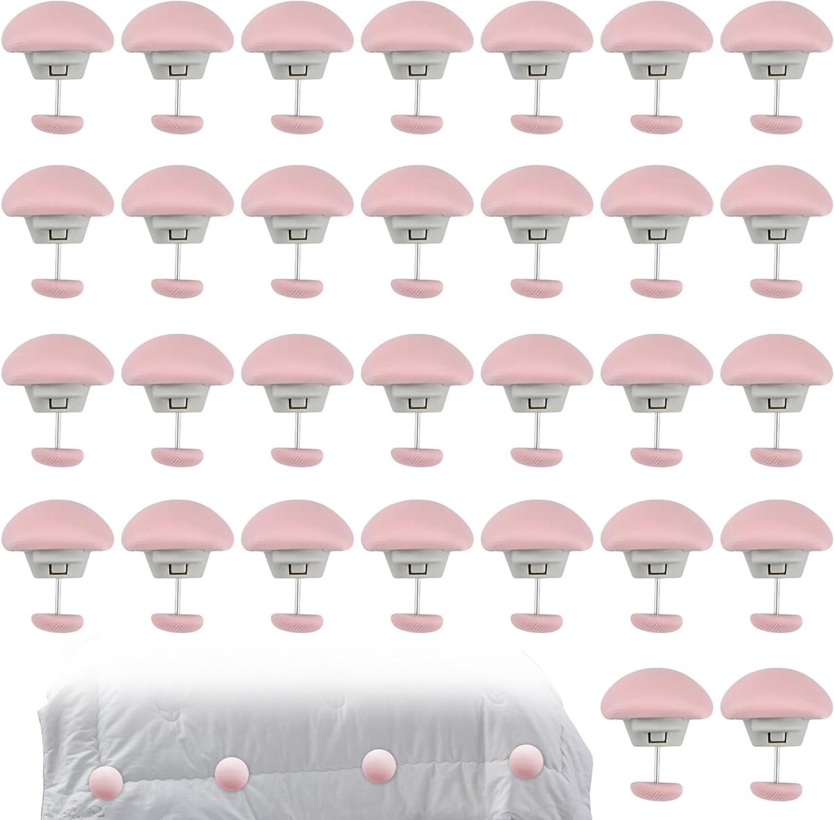 Set van 30 Duvet Clips in Roze, 32x26mm, Robuuste Dekbednaalden voor Dekbedden, Lakens en Gordijnen