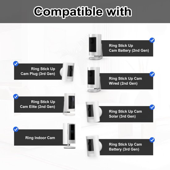 2pcs Beveiligingscamera Beugel - 360 Graden Verstelbare Montagebeugel voor Ring Stick Up Cam - Indoor en Outdoor Gebruik (Camera Niet Inbegrepen) van Merkloos — afbeelding 2
