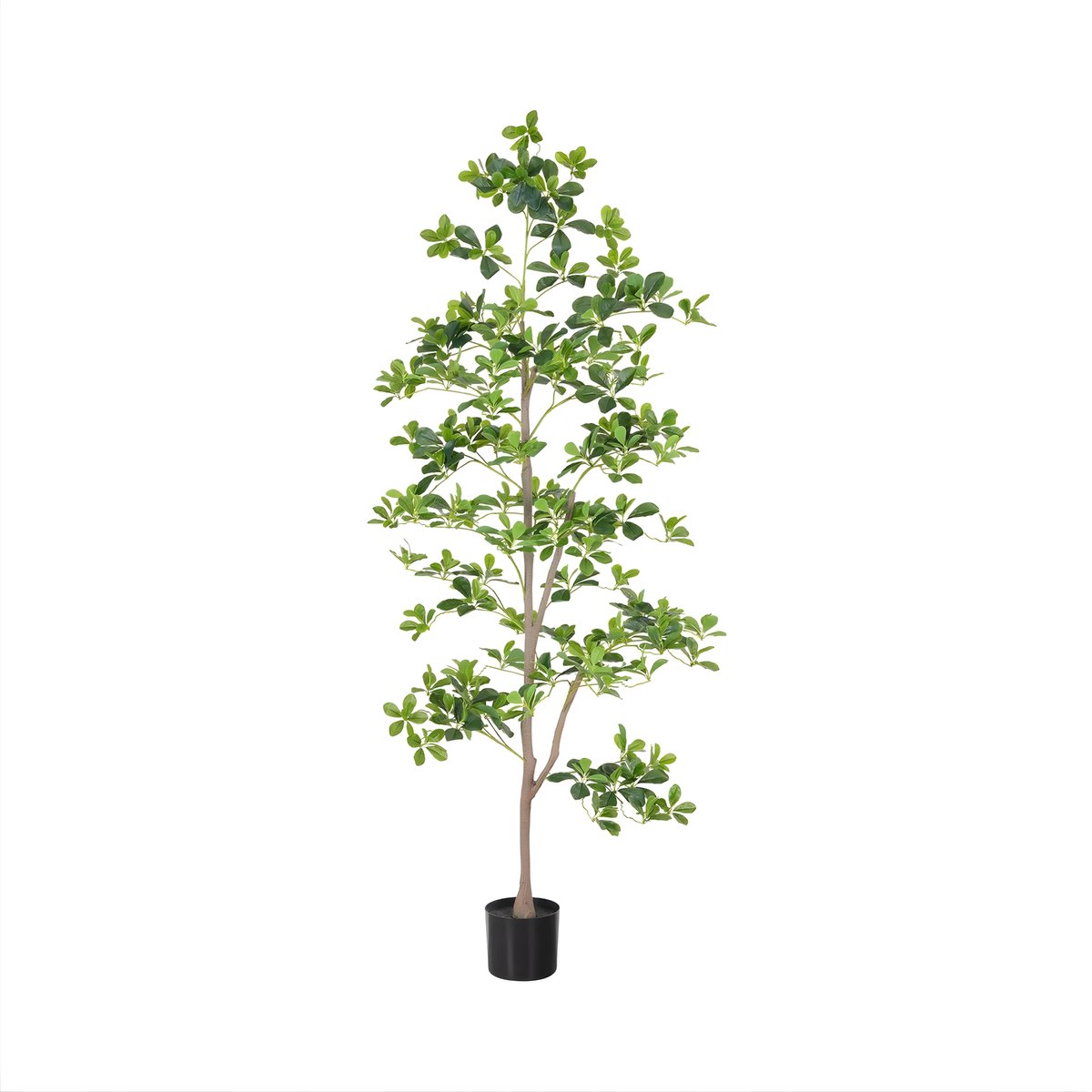 Happiq Kunstmatige Schefflera Boom 180 cm - Kunstplant - Natuurlijke Stam & Realistische Bladeren - Groen