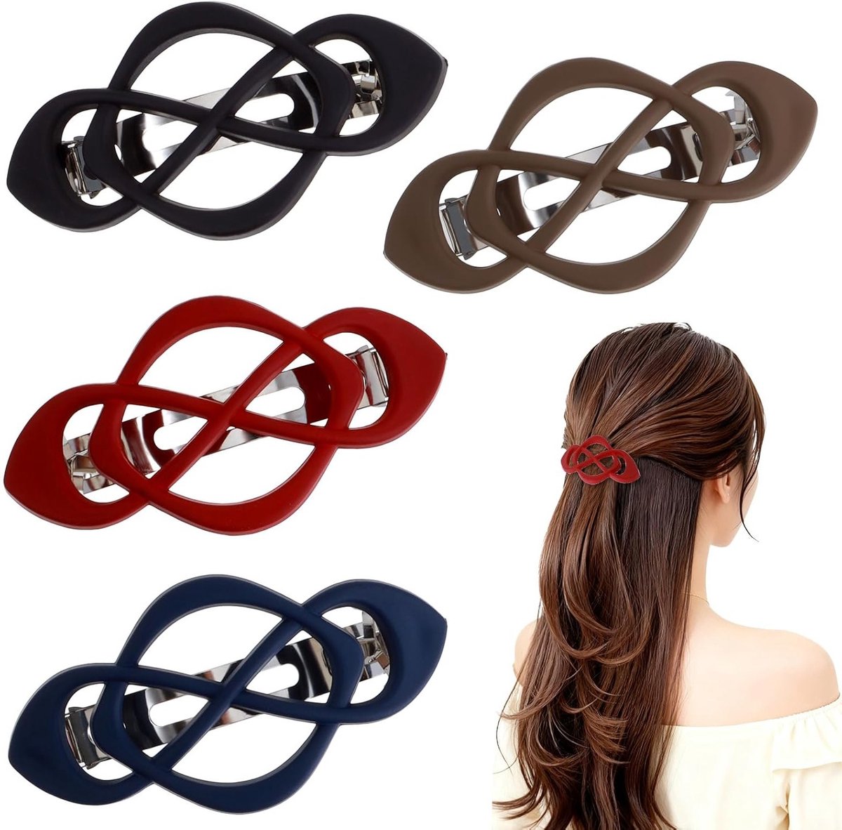 4 Stuks Vintage Franse Haarclips voor Vrouwen, Antislip Haaraccessoires voor Dun, Lang en Kort Haar, Stijlvolle en Sterke Fixatie