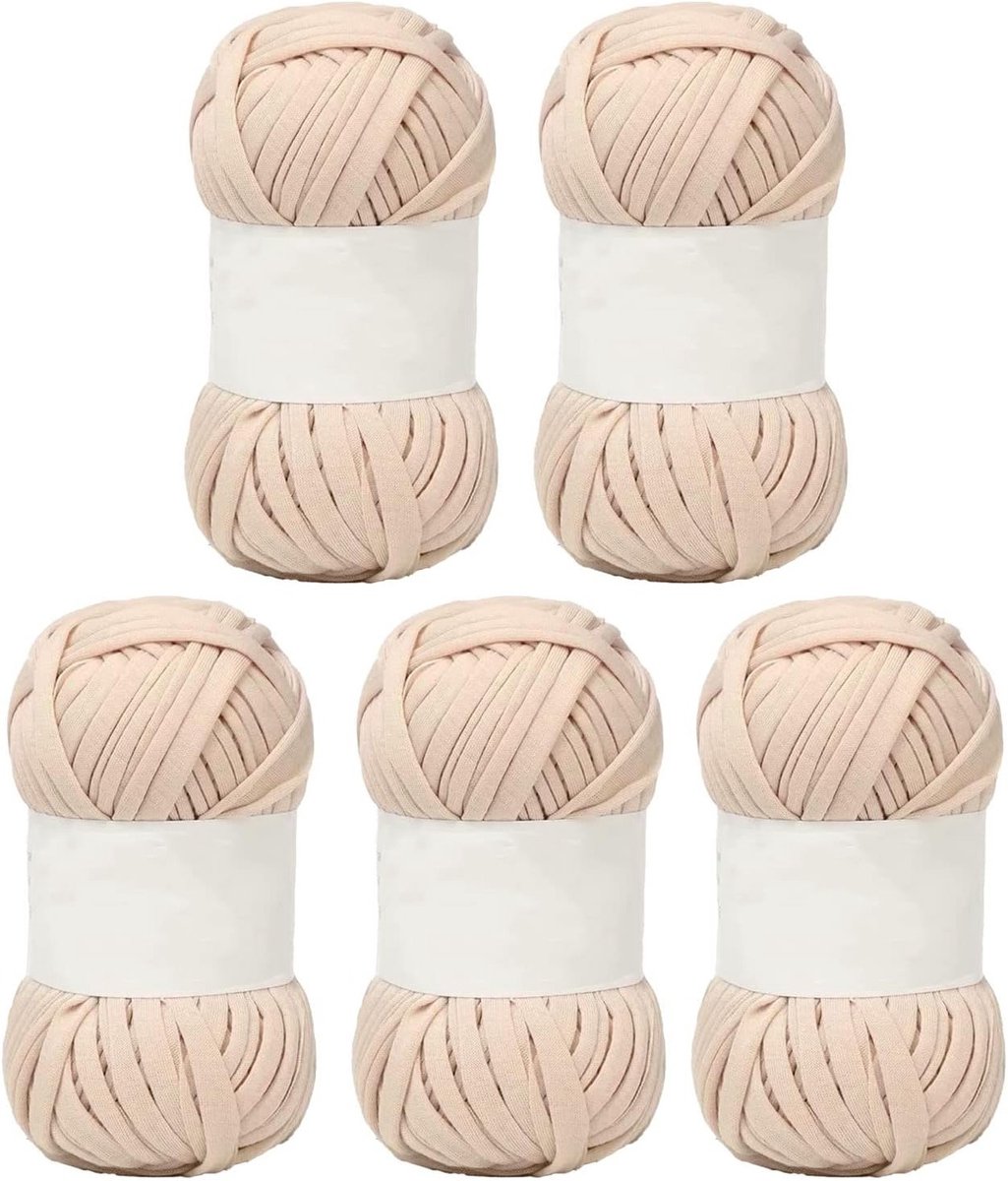 Zachte en huidvriendelijke katoenen garen in felle kleuren voor haken en breien - 5 stuks van 1,2 inch breed, ideaal voor DIY projecten en tapijten