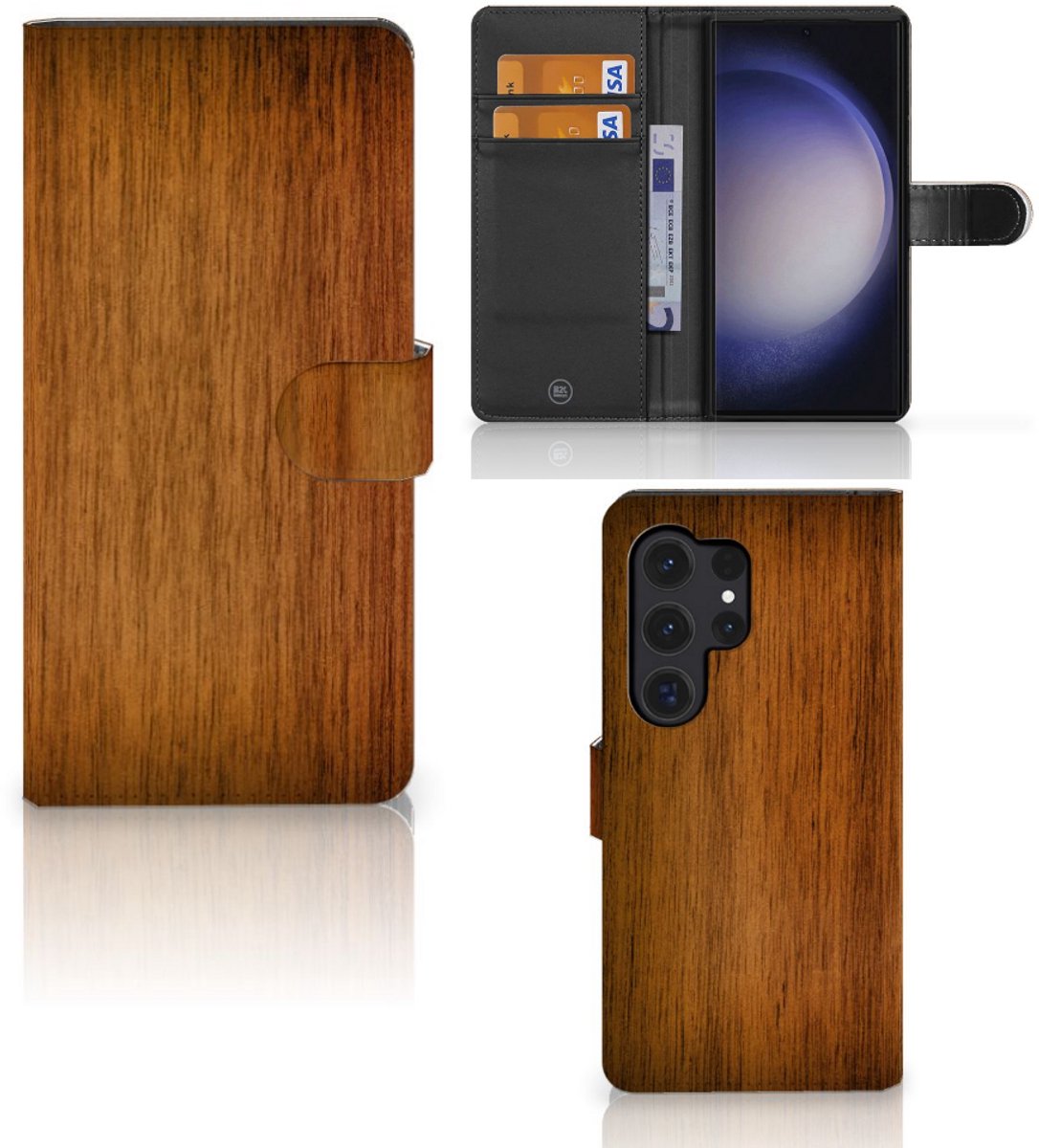 Samsung Galaxy S24 Ultra Book Style Case Donker Hout