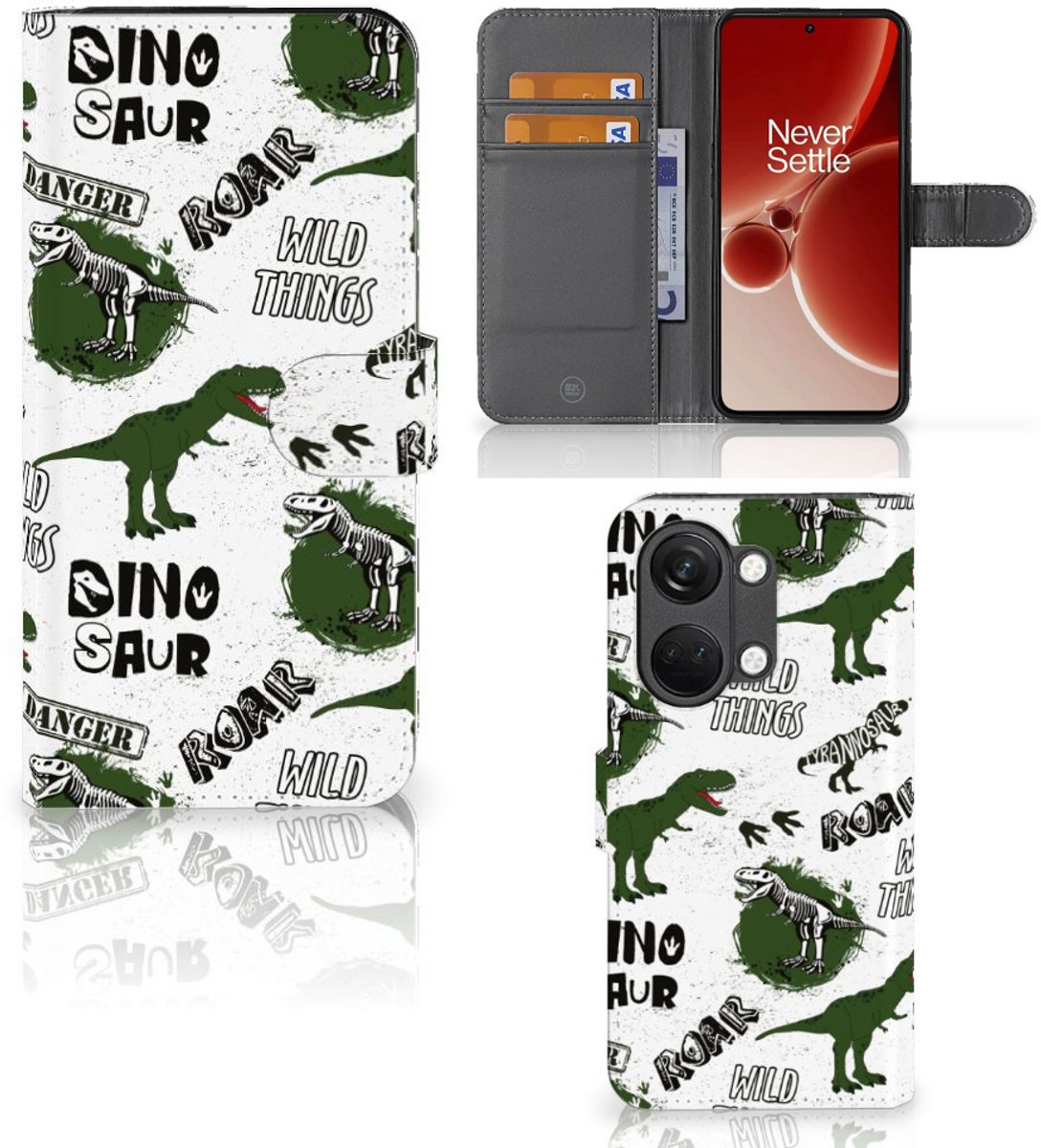 Telefoonhoesje met Pasjes voor OnePlus Nord 3 Dinosaurus
