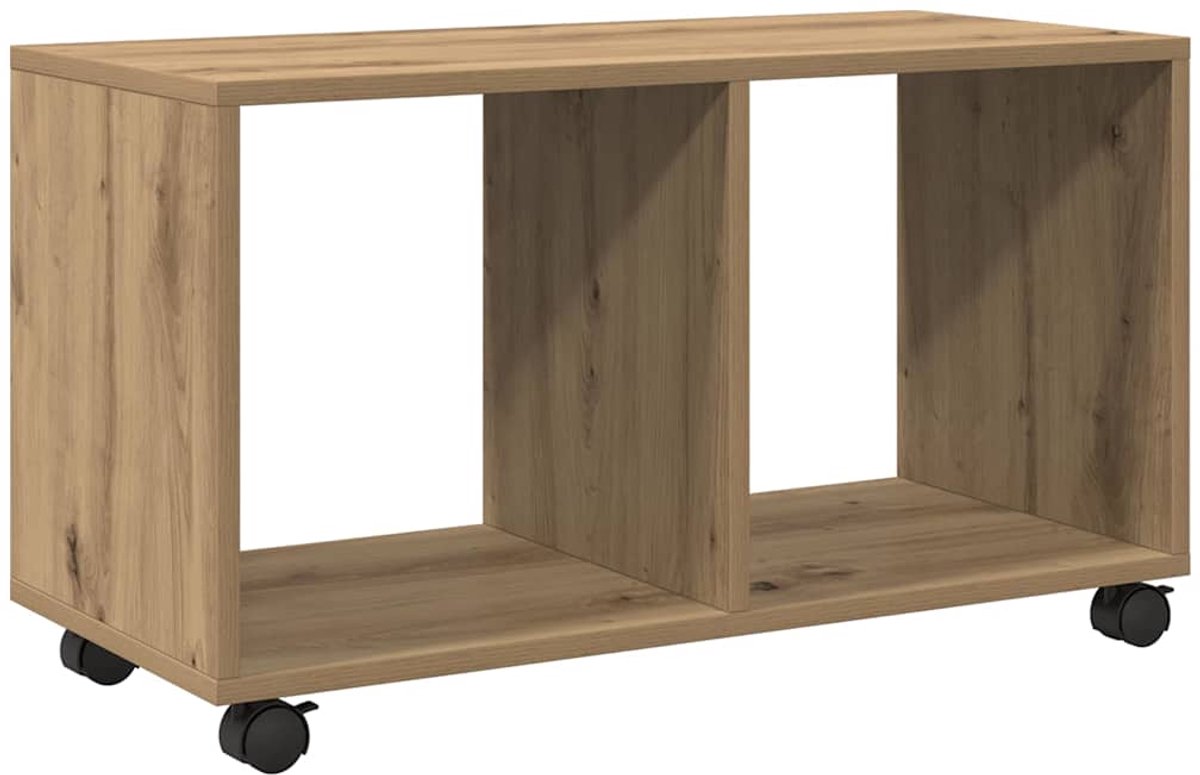 vidaXL Rolkast - 72x33x42,5 - cm - bewerkt - hout - artisanaal - eikenkleurig artisanaal eiken