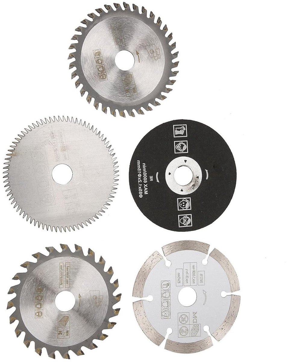 Set van 5 cirkelzaagbladen van 85 mm voor marmerbewerking, geschikt voor elektrische handzagen, met 24, 36 en 80 tanden, ideaal voor precisiewerk en duurzaamheid